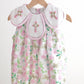 Pink easter cross emrboidery floral girl bubble