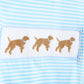 Blue puppy hand smocked boy stripe top
