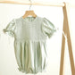 Sage hand-smocked lace girl bubble
