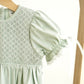 Sage hand-smocked lace girl bubble