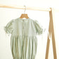 Sage hand-smocked lace girl bubble