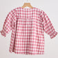 Pink gingham flannel bow dress